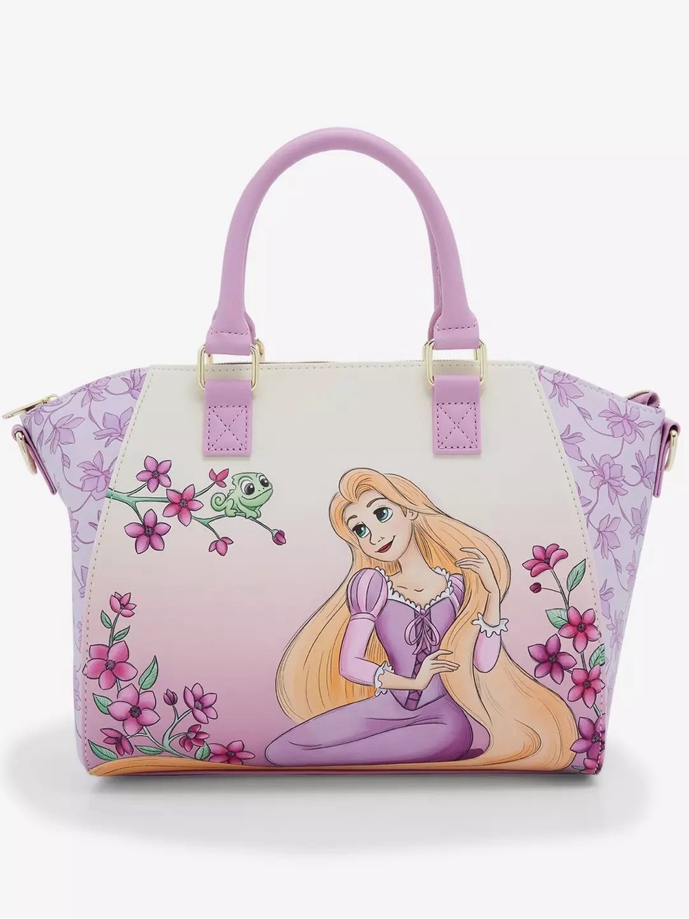 NWT Loungefly Tangled Rapunzel & Pascal Flower Satchel Bag
